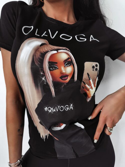 T-shirt z nadrukiem Doll Ola Voga czarny