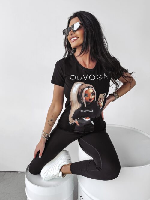 T-shirt z nadrukiem Doll Ola Voga czarny