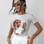 T-shirt z nadrukiem Doll Ola Voga szary