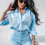 Koszula z dżetami Cemiza Ola Voga błękitna