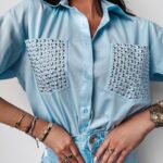 Koszula z dżetami Cemiza Ola Voga błękitna