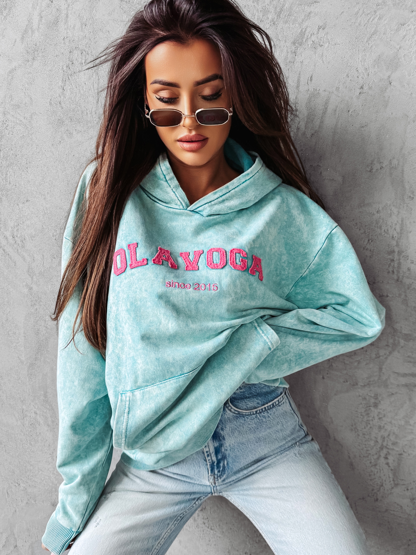 Bluza oversize z kapturem PEONY OLAVOGA miętowa