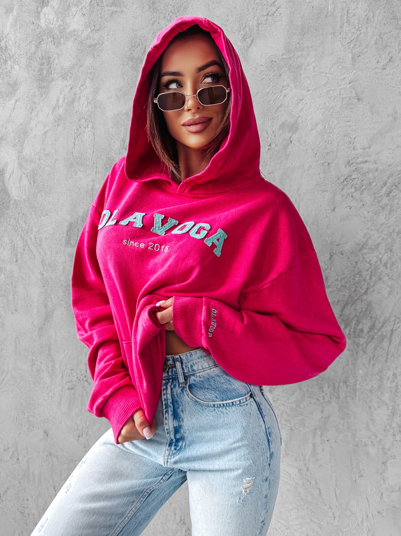 Bluza oversize z kapturem Peony Ola Voga neonowy róż