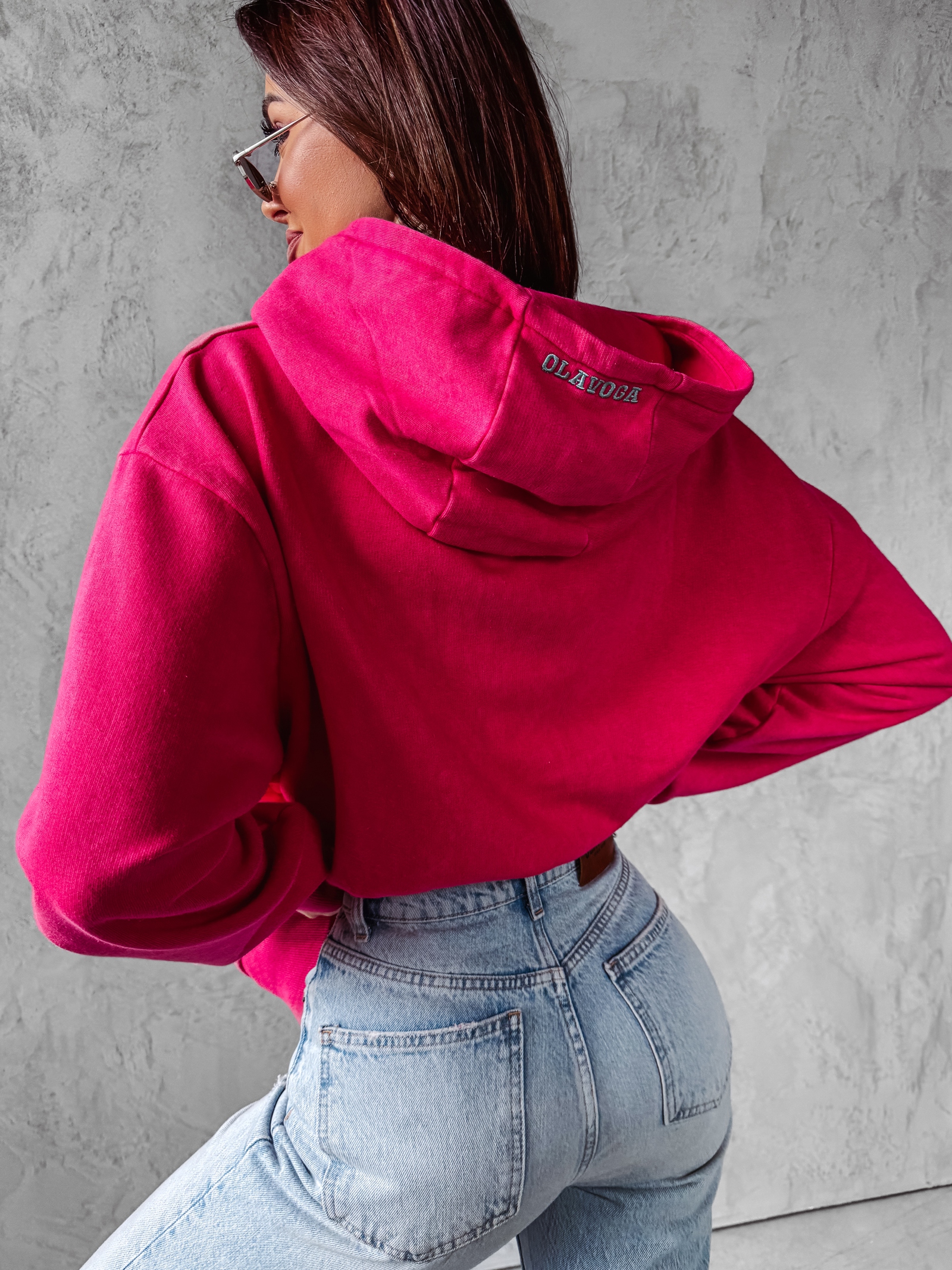 Bluza oversize z kapturem Peony Ola Voga neonowy róż