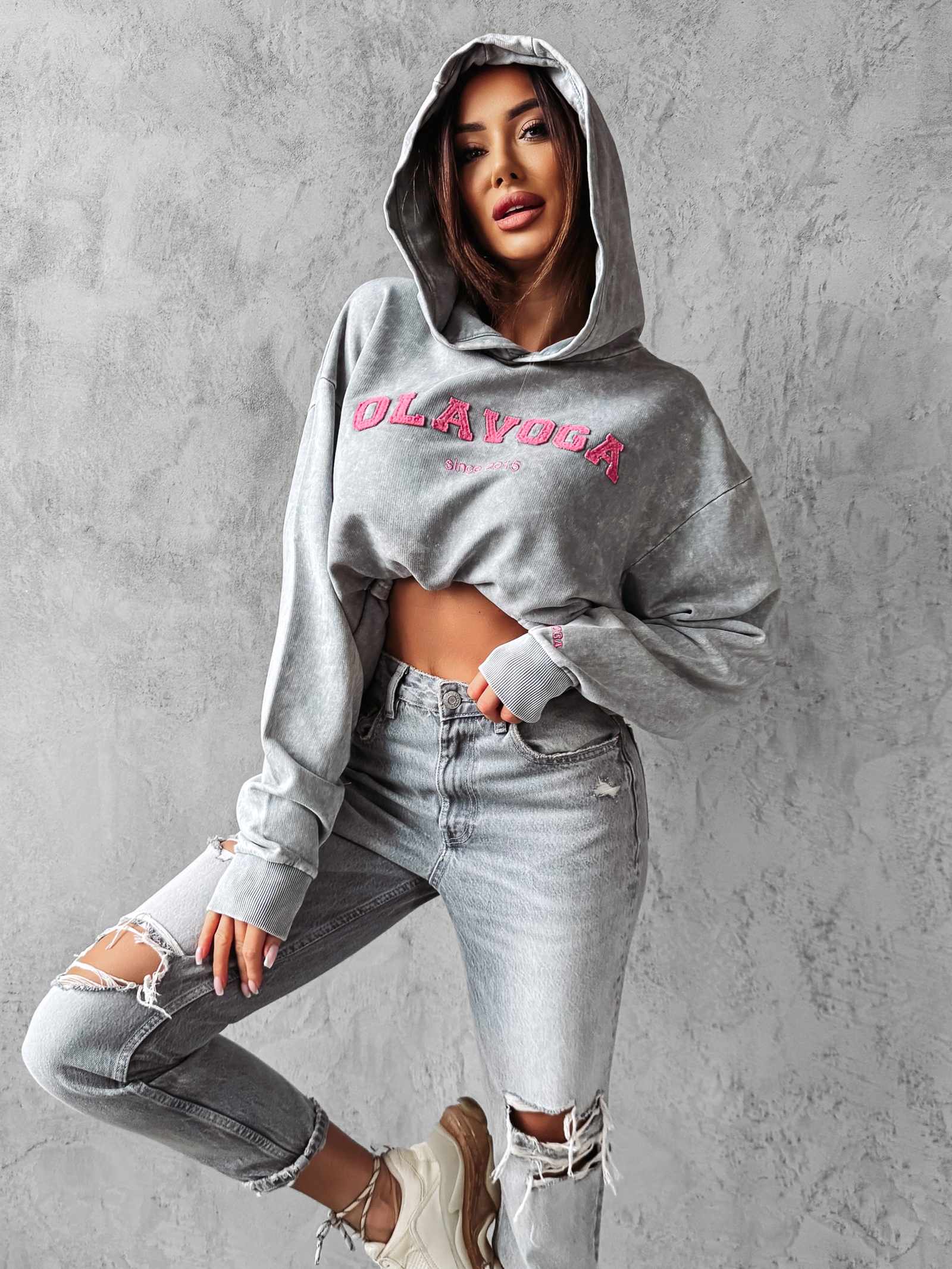 Bluza oversize z kapturem Peony Ola Voga szara