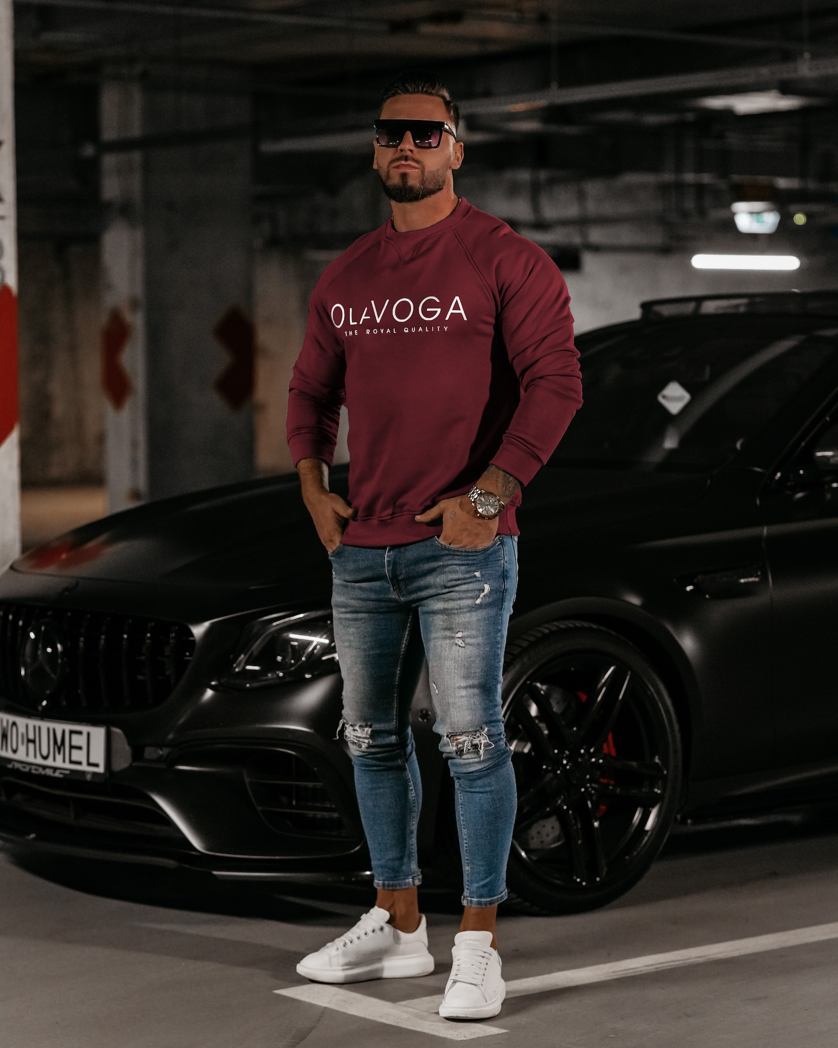 Bluza męska crewneck Aiden Ola Voga bordowa