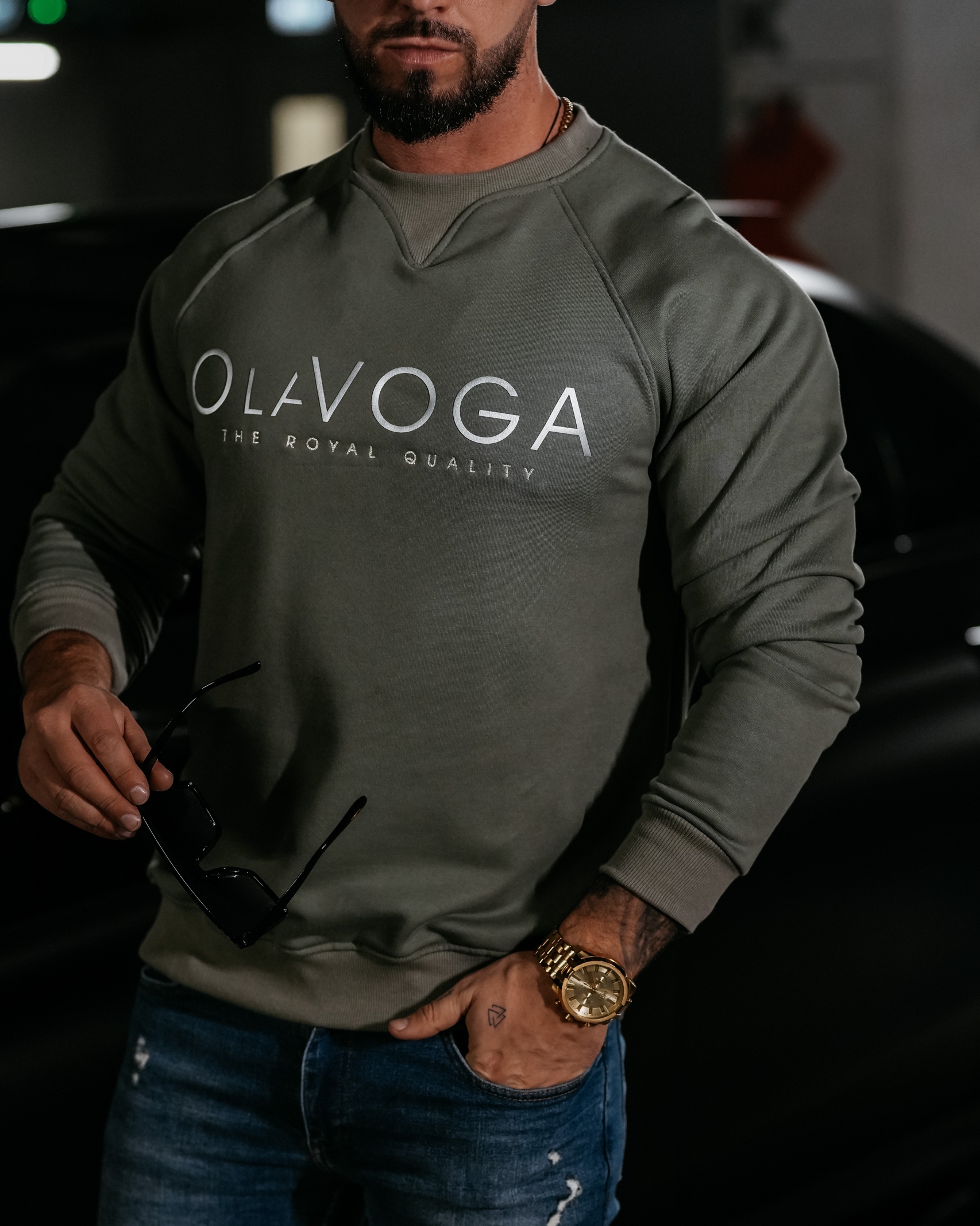 Bluza męska crewneck AIDEN OLAVOGA khaki