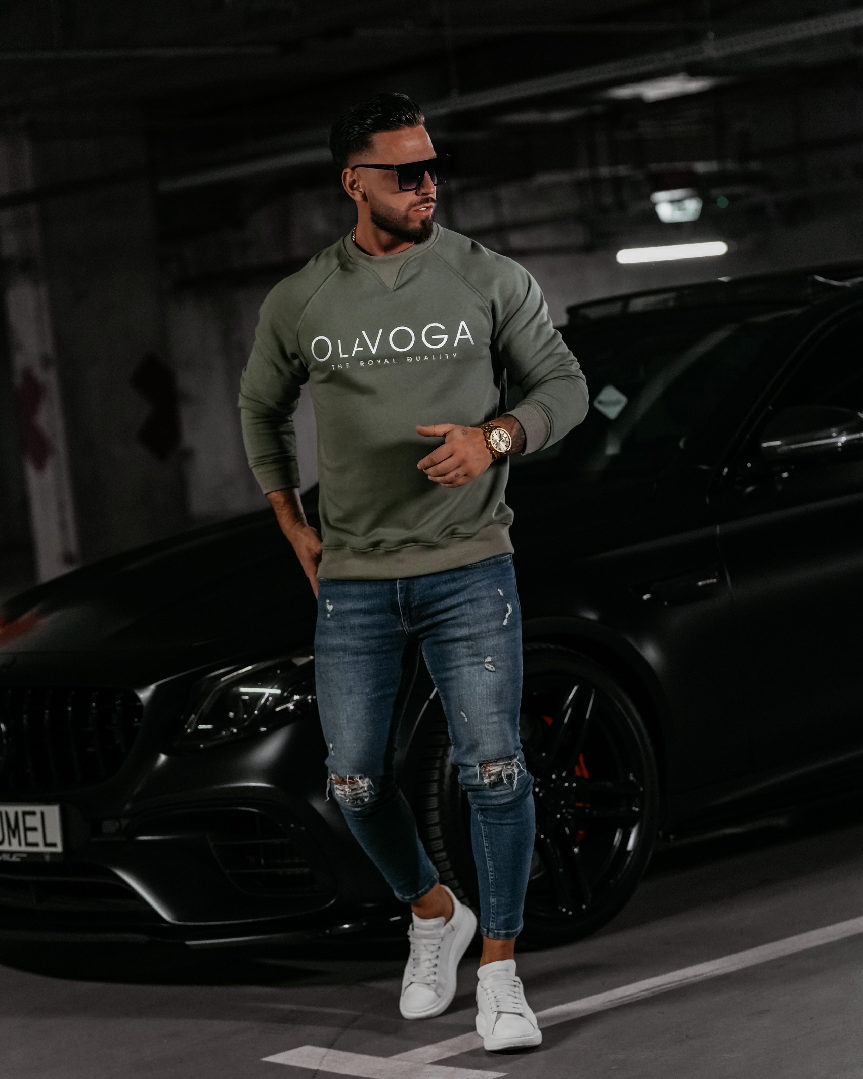 Bluza męska crewneck AIDEN OLAVOGA khaki
