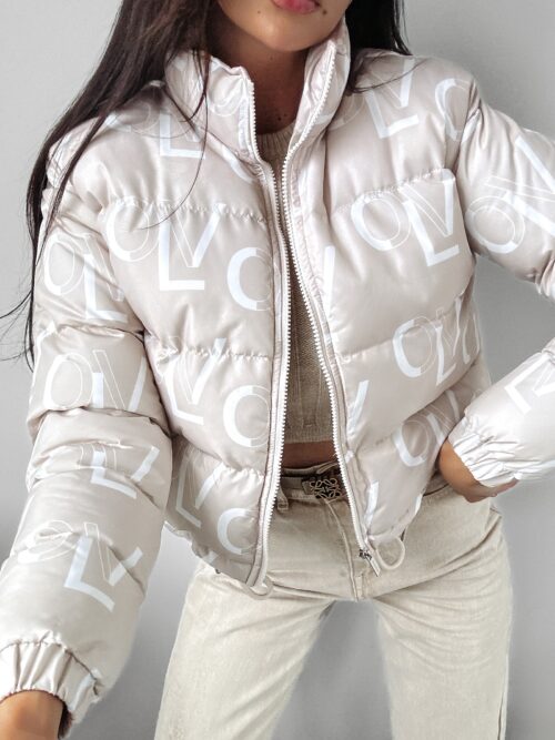 Kurtka puchowa logowana Jessy Ola Voga beżowa