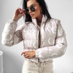 Kurtka puchowa logowana Jessy Ola Voga beżowa