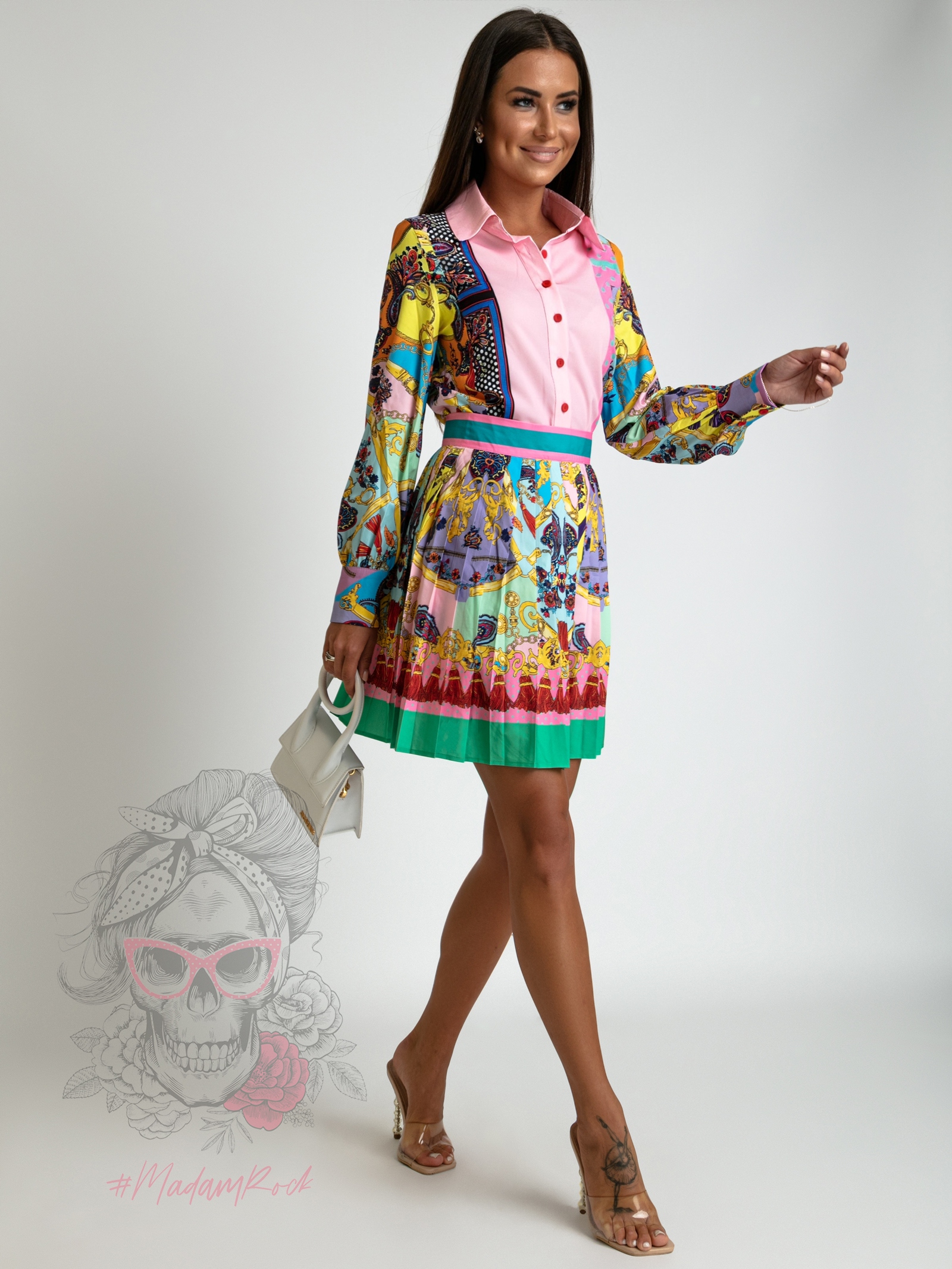 Komplet koszula plus spódnica Zura różowy Komplet koszula plus spódnica Zura różowy