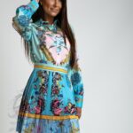 Komplet koszula plus spódnica Zura turkusowy