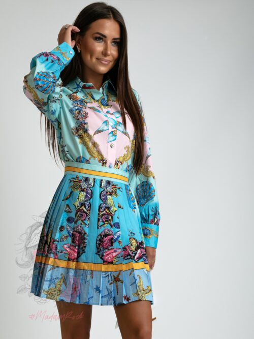 Komplet koszula plus spódnica Zura turkusowy