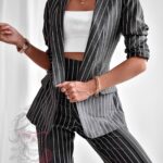 Garnitur damski w paski Slipps czarny