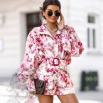 Komplet w kwiaty Dilja Power różowy