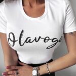 T-shirt przylegający Mode Ola Voga biały