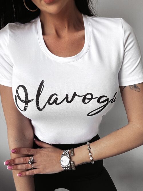 T-shirt przylegający Mode Ola Voga biały