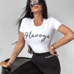 T-shirt przylegający Mode Ola Voga biały