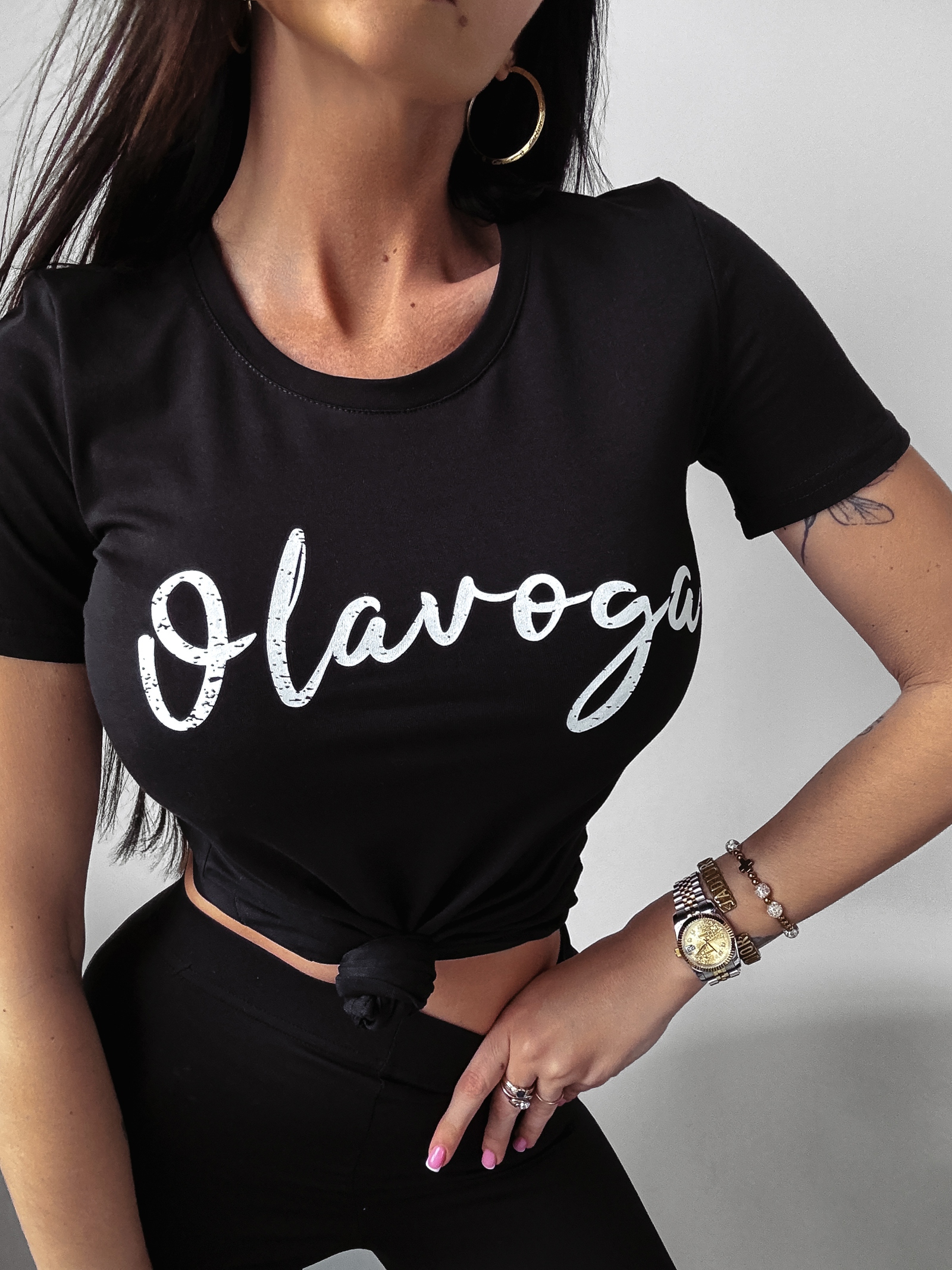 T-shirt przylegający Mode Ola Voga czarny