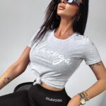 T-shirt przylegający Mode Ola Voga szary