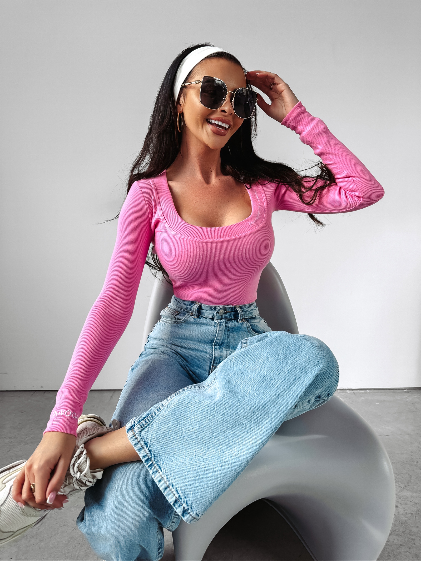 Bluzka prążkowana RANDOM OLAVOGA różowa Bluzka prążkowana RANDOM OLAVOGA różowa