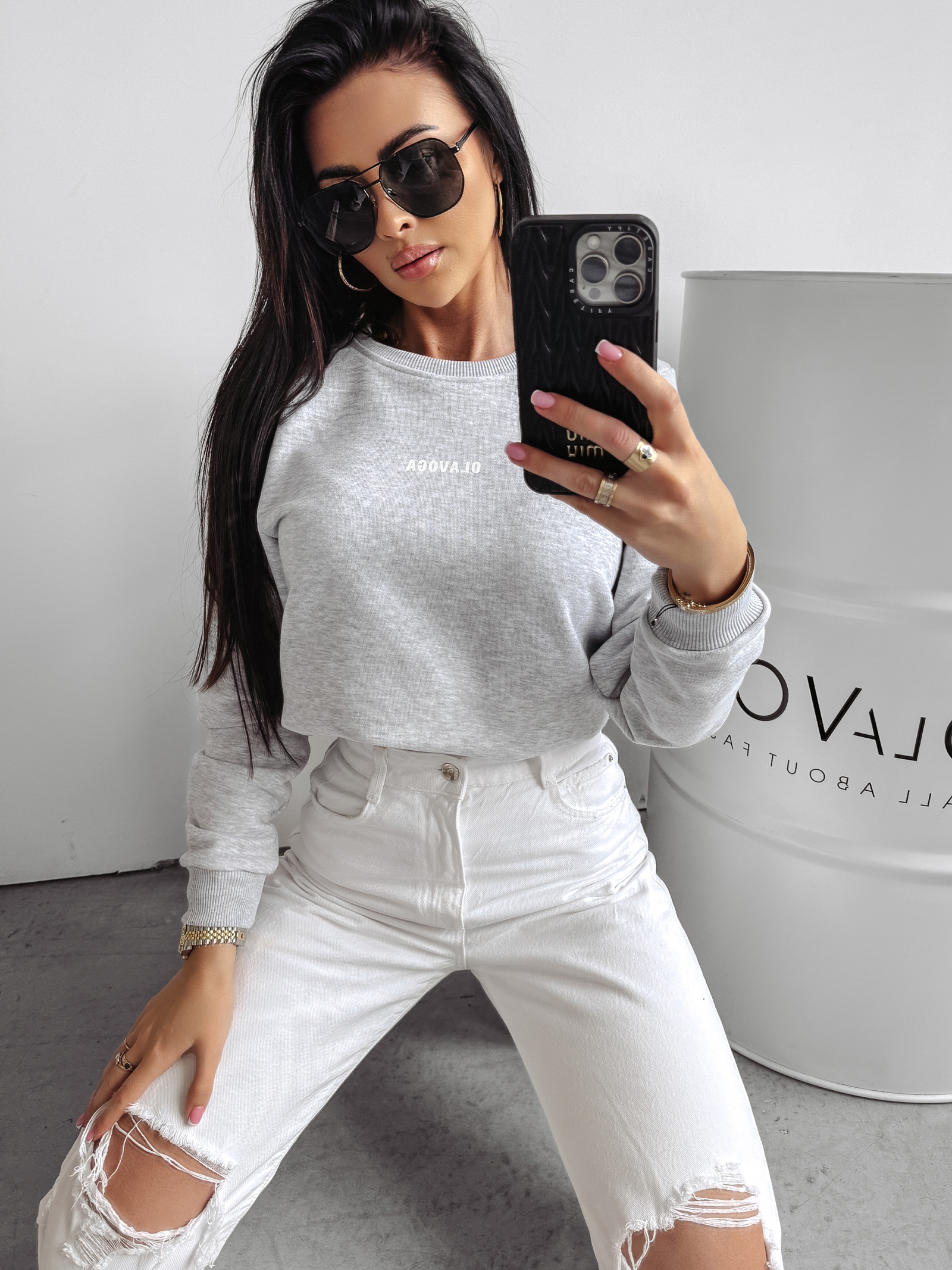 Bluza oversize Marbella Ola Voga szary melanż