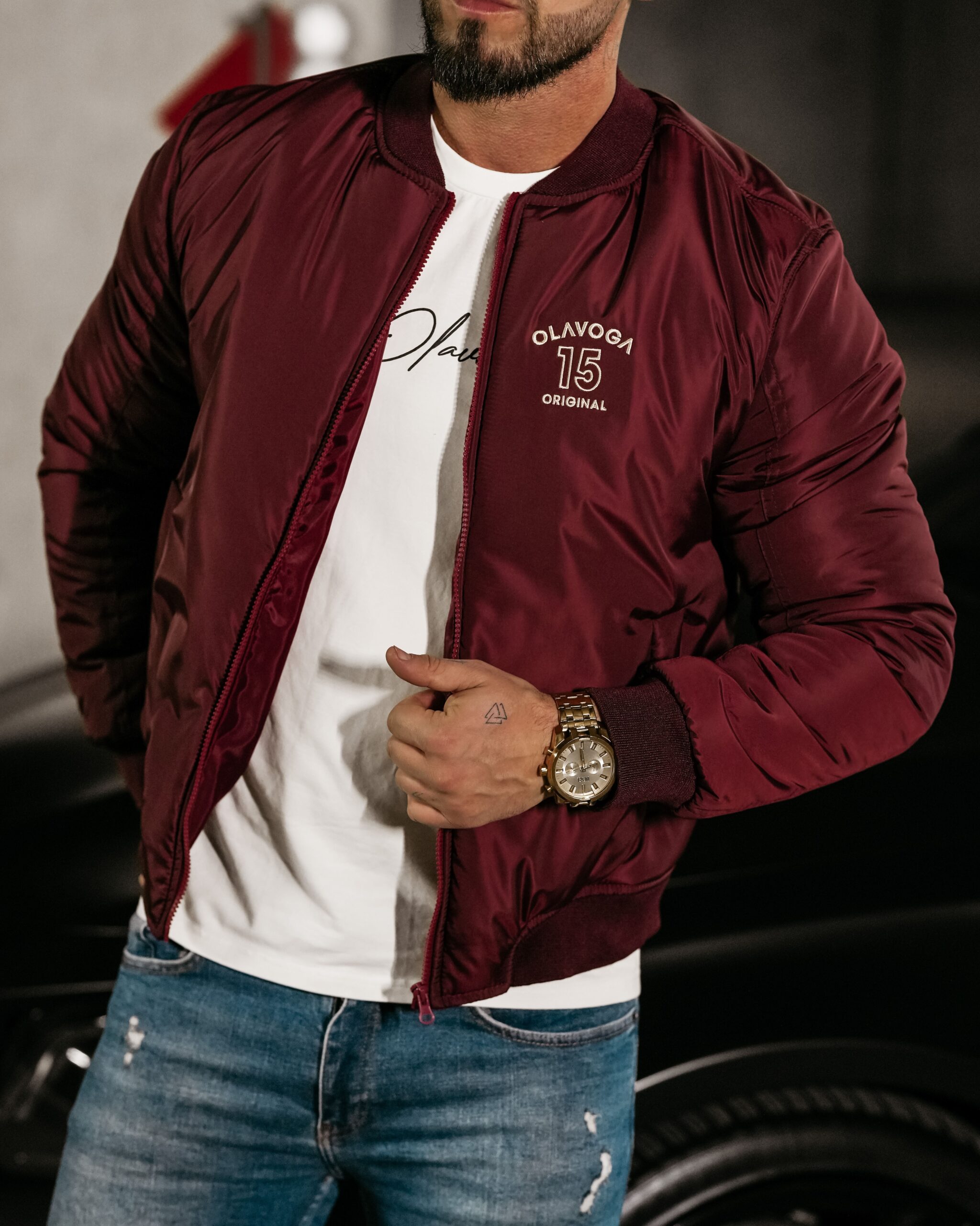 Kurtka męska logowana BOMBER MEN Ola Voga bordowa Kurtka męska logowana BOMBER MEN Ola Voga bordowa