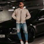 Kurtka męska logowana BOMBER MEN Ola Voga beżowa