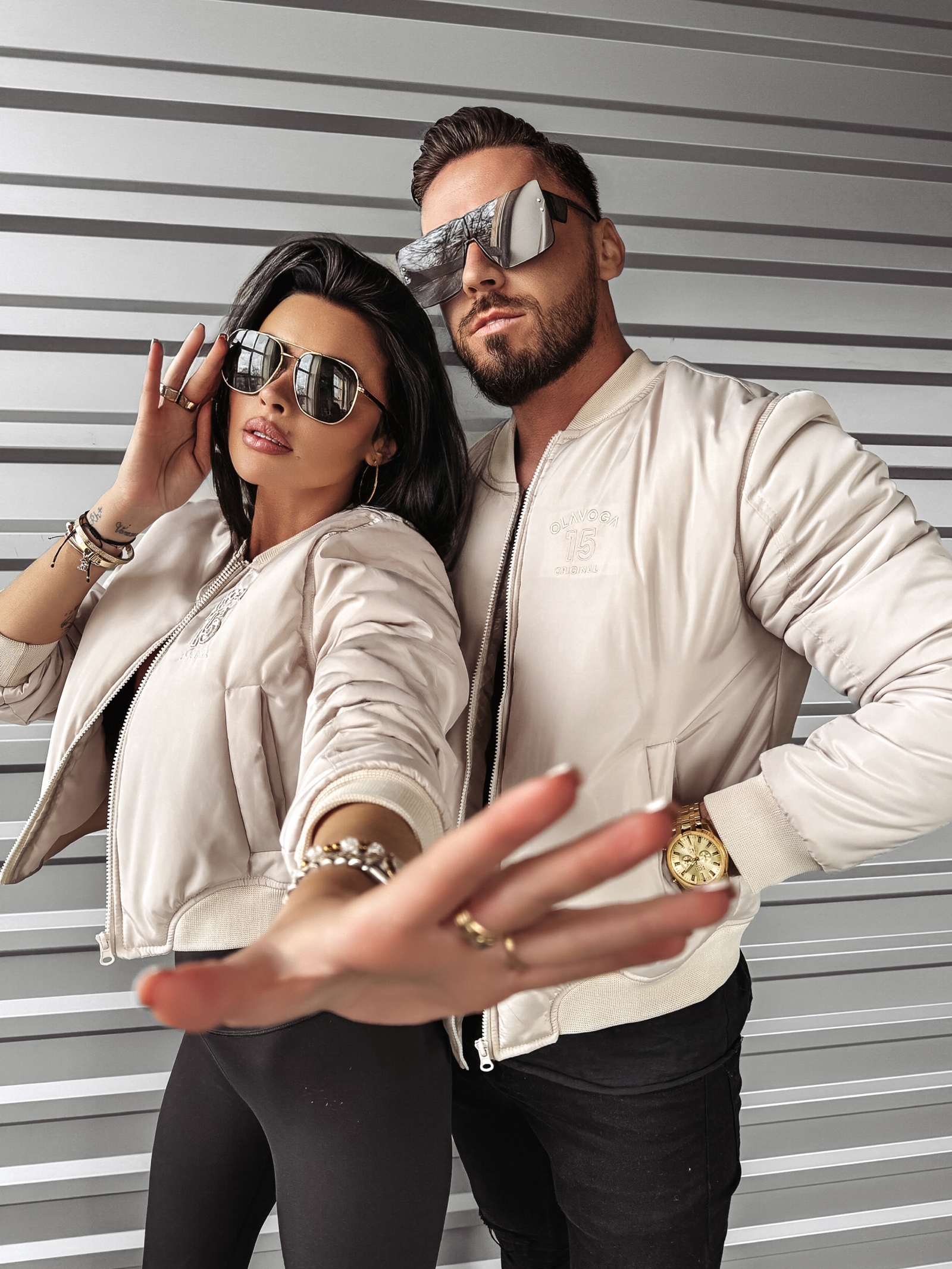 Kurtka męska logowana BOMBER MEN Ola Voga beżowa