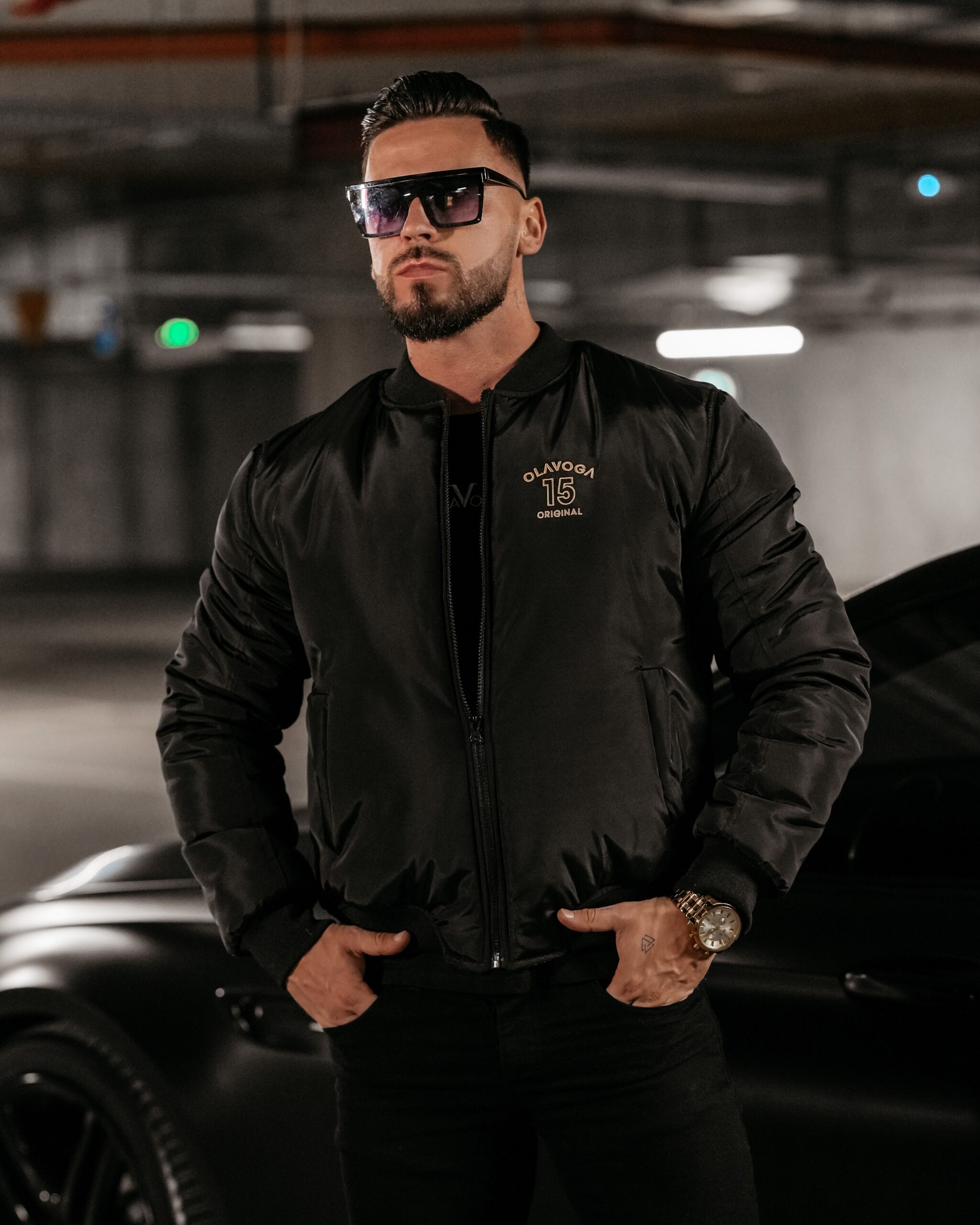 Kurtka męska logowana BOMBER MEN Ola Voga czarna Kurtka męska logowana BOMBER MEN Ola Voga czarna