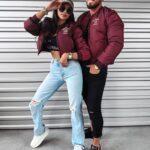 Kurtka damska logowana BOMBER OLAVOGA bordowa