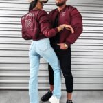 Kurtka damska logowana BOMBER OLAVOGA bordowa