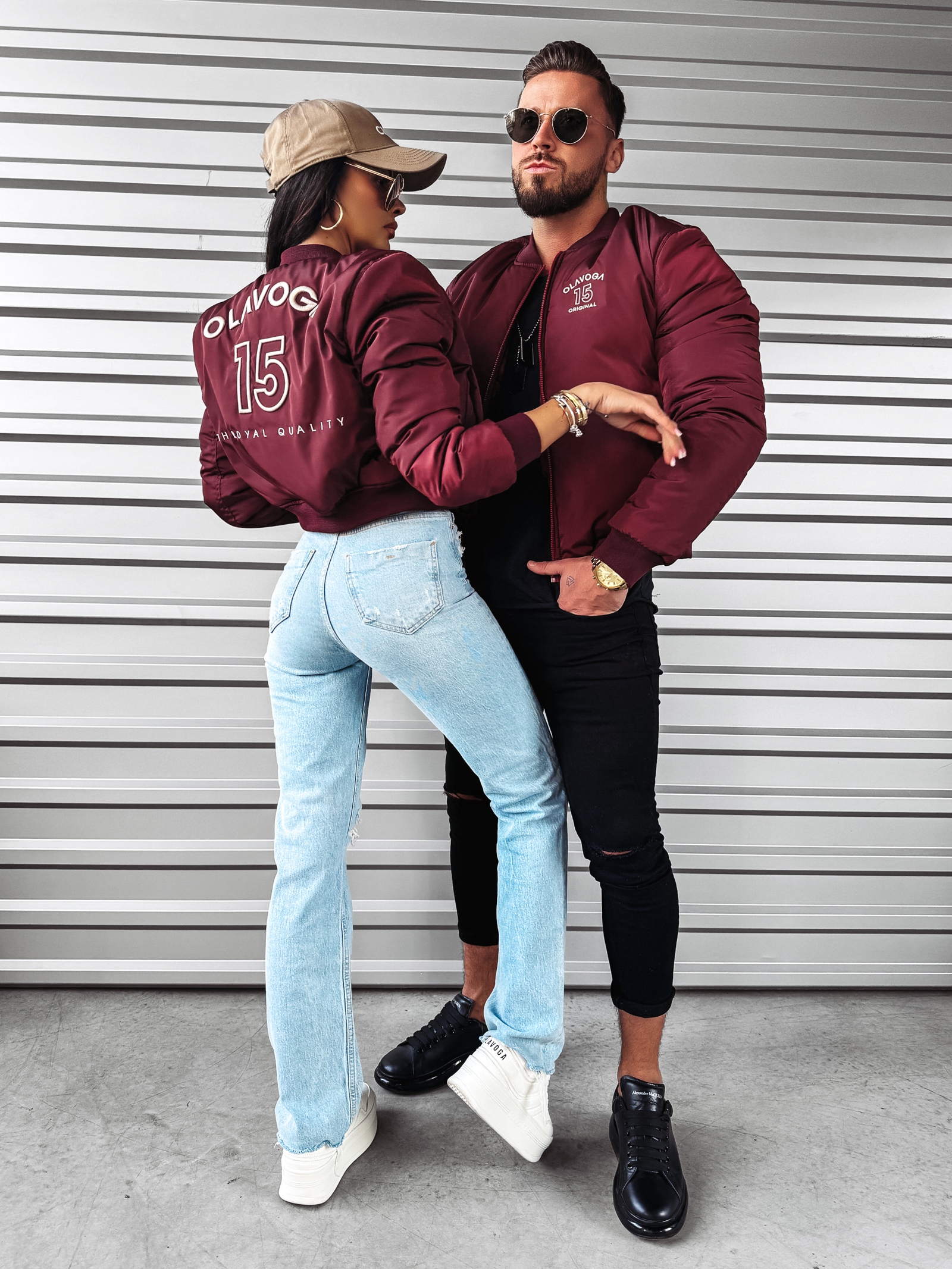 Kurtka damska logowana BOMBER OLAVOGA bordowa