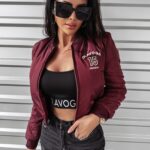 Kurtka damska logowana BOMBER OLAVOGA bordowa