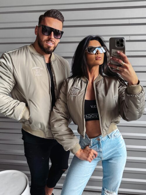 Kurtka damska logowana BOMBER OLAVOGA khaki