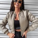 Kurtka damska logowana BOMBER OLAVOGA khaki