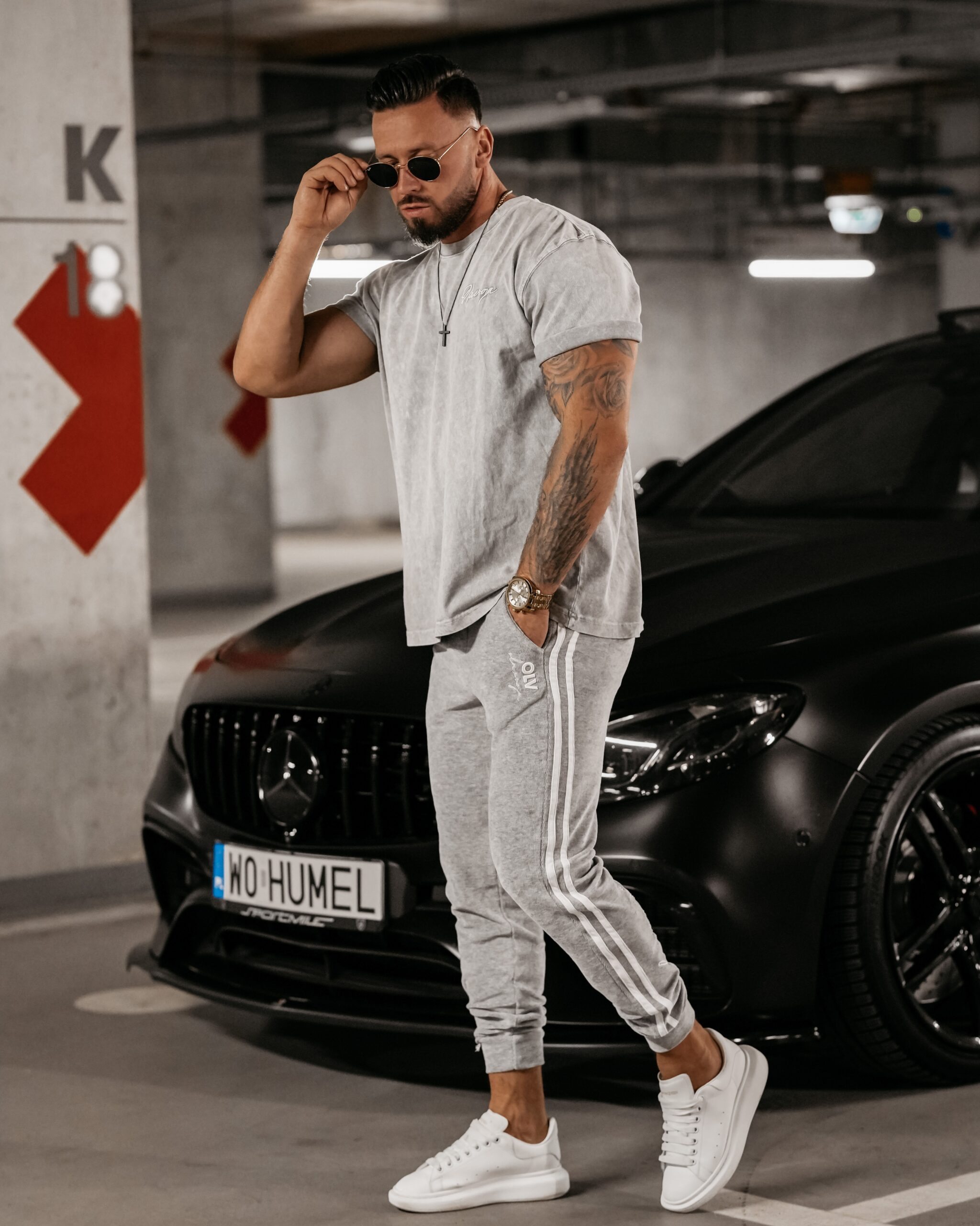 Spodnie dresowe męskie Joy Ola Voga szary melanż