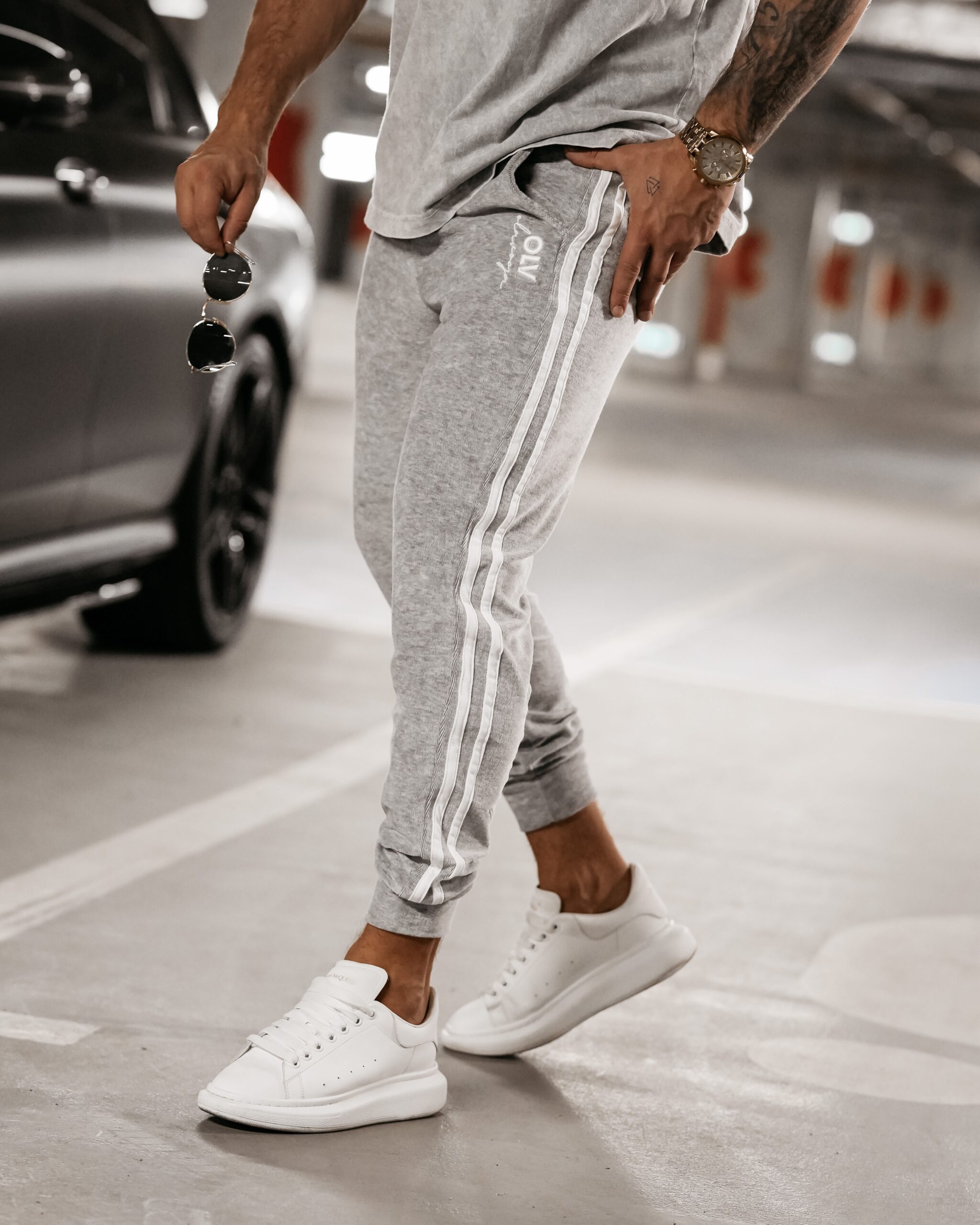 Spodnie dresowe męskie Joy Ola Voga szary melanż