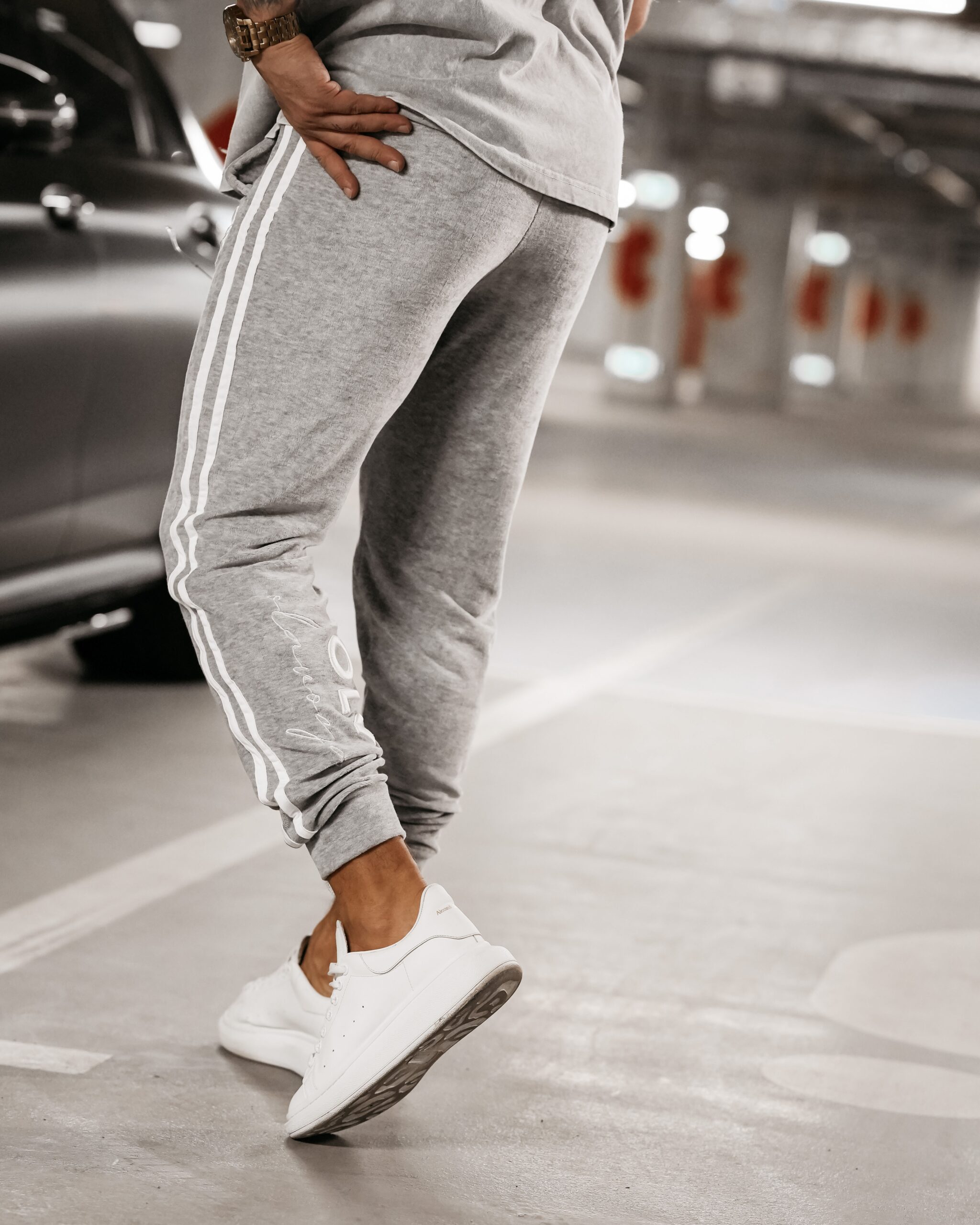 Spodnie dresowe męskie Joy Ola Voga szary melanż