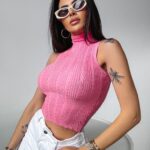 Top sweterkowy Kade Ola Voga różowy