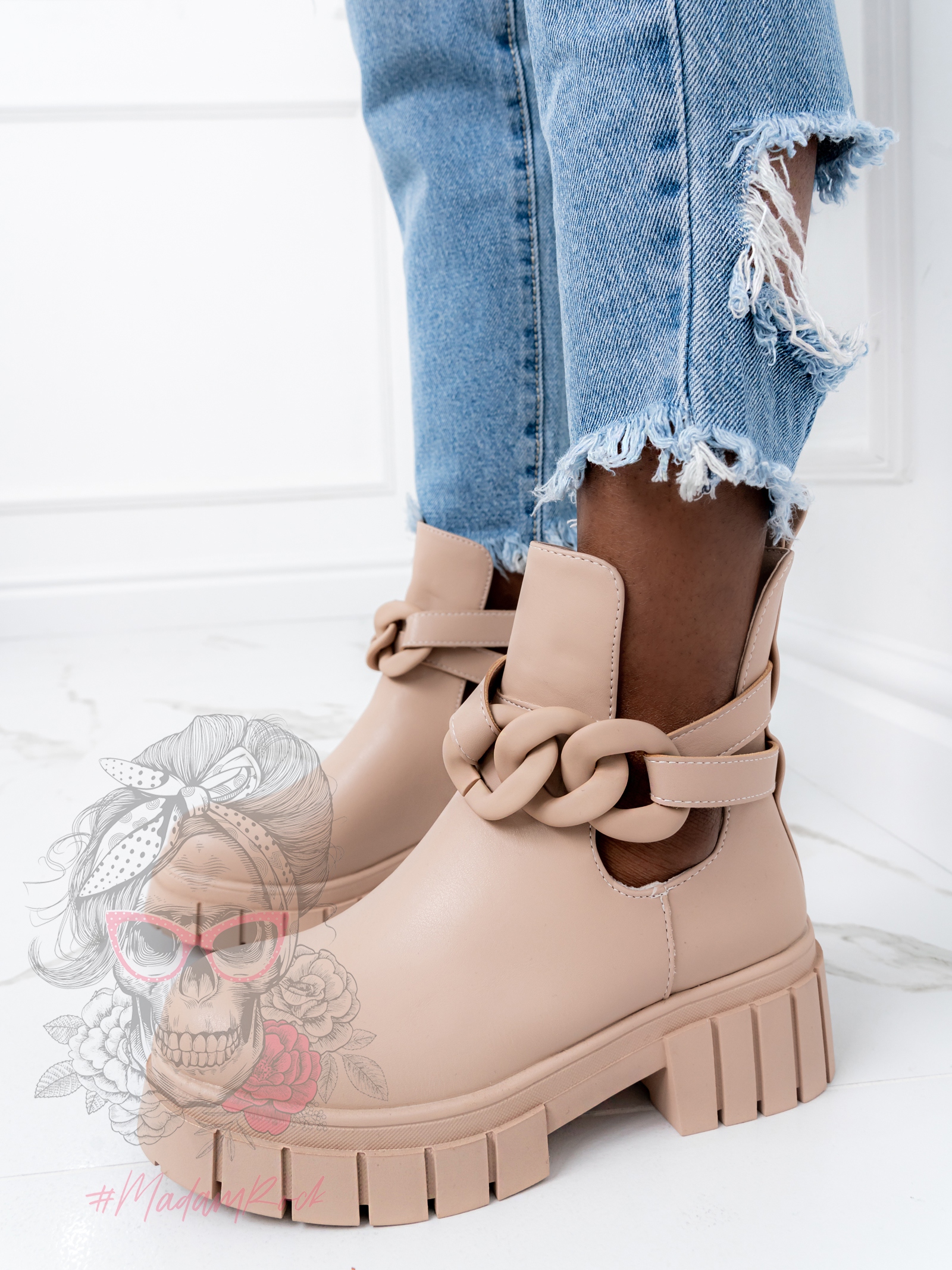 Botki z wycięciem Madam Kurtis II beżowe