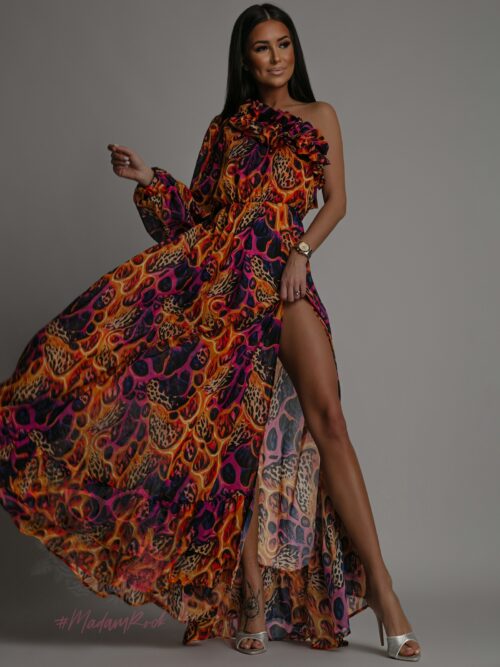 Sukienka maxi NB Mango pomarańczowo-fioletowa