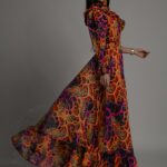 Sukienka maxi NB Mango pomarańczowo-fioletowa