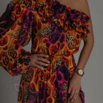 Sukienka maxi NB Mango pomarańczowo-fioletowa