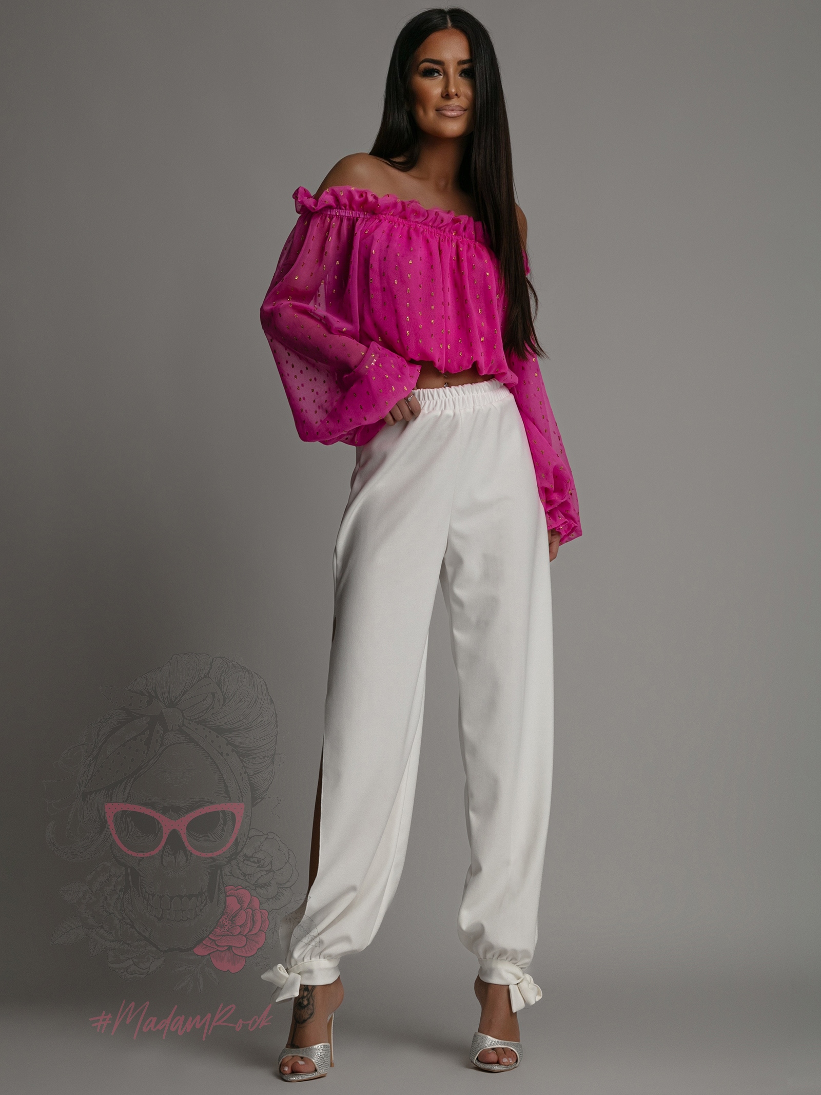 Spodnie z rozcięciem NB Rozet ecru