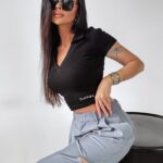 Bluzka z kołnierzykiem Colly Ola Voga czarna