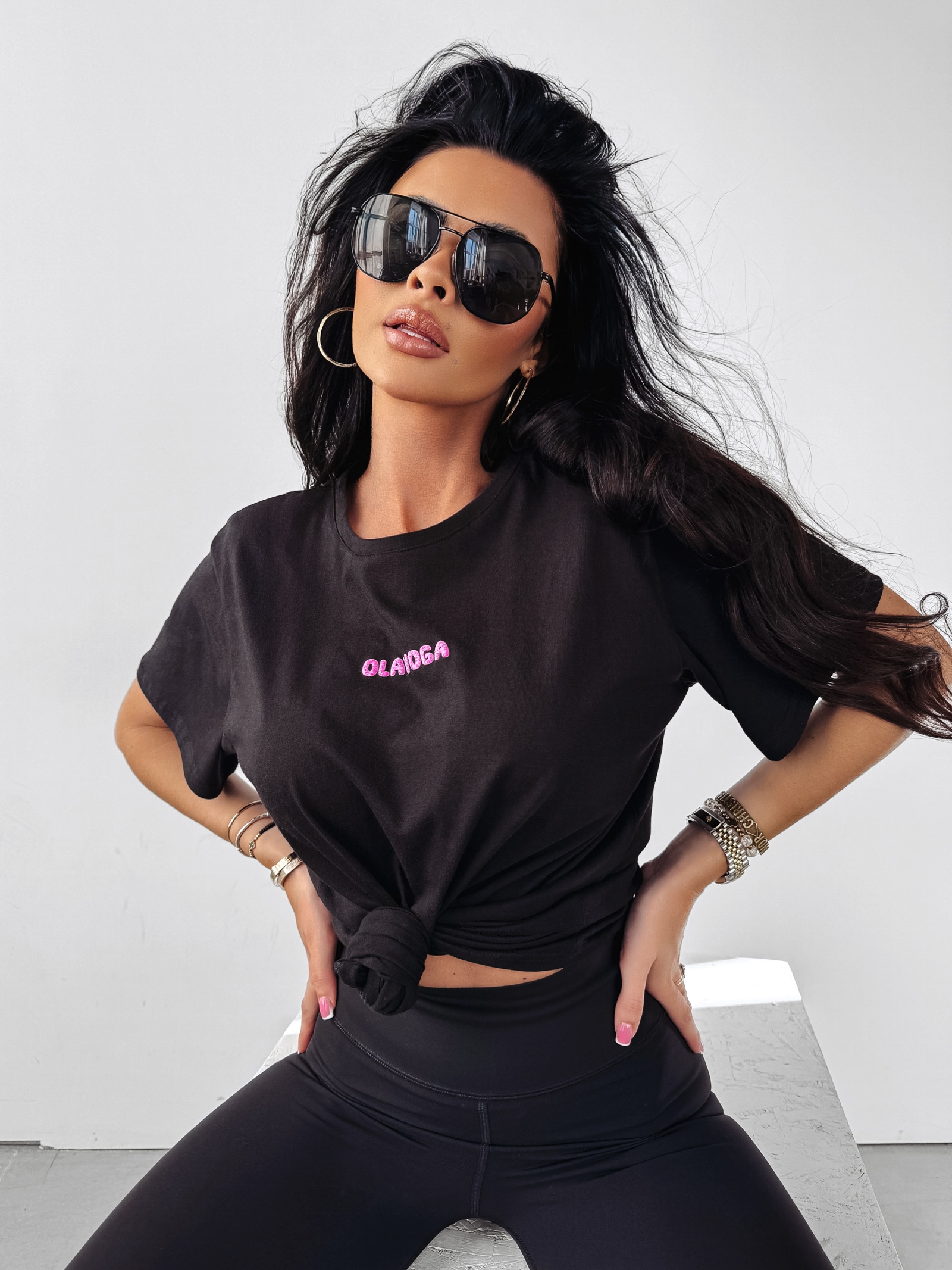 T-shirt bawełniany Flossy Ola Voga czarny