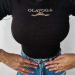 T-shirt prążkowany Viva Ola Voga czarny