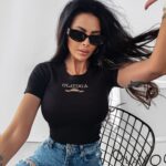 T-shirt prążkowany Viva Ola Voga czarny