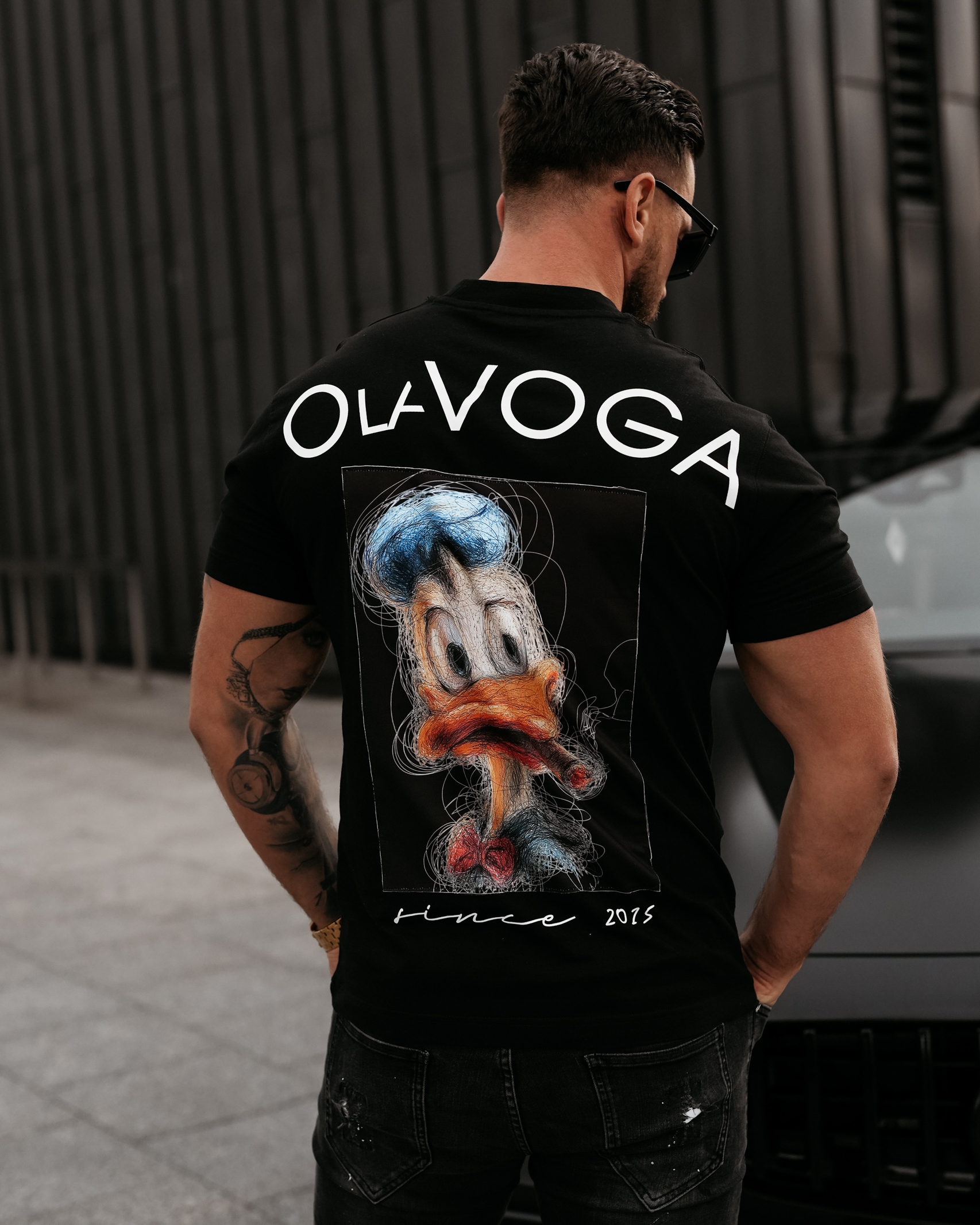 T-shirt męski oversize Ducky Ola Voga czarny T-shirt męski oversize Ducky Ola Voga czarny